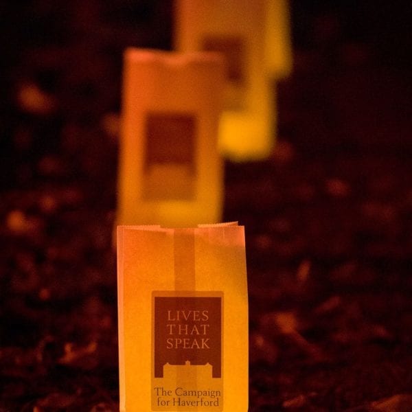 Glowing paper bags at the celebration.