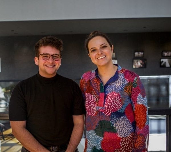 Harlow Figa and Sarah Moses in the VCAM building