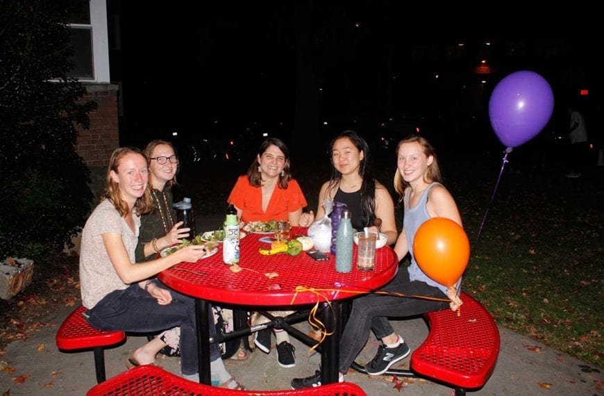 Enjoying the food outside HCA