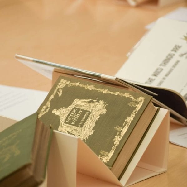 Books on display include "Peter and Wendy" and "Where The Wild Things Are"