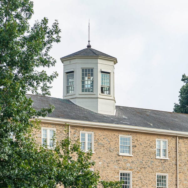 Top of Founder's Hall on Haverford's Campus