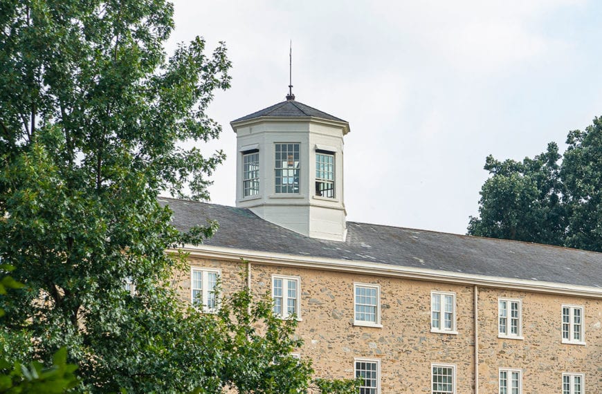 Top of Founder's Hall on Haverford's Campus