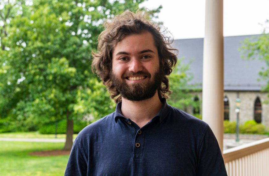 A headshot of Ethan on founders porch.