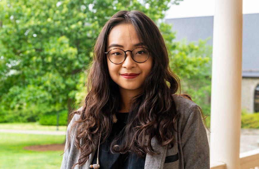 A headshot of Yvonne on founders porch.