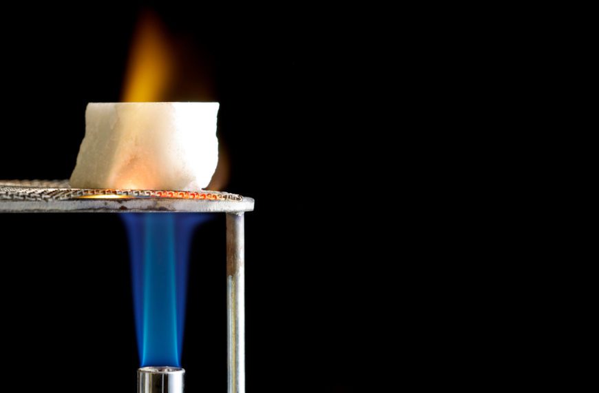 A blue flame heating marble and turning orange