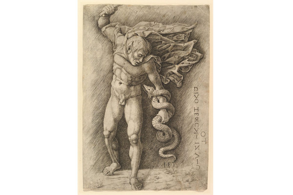 A 16th-centure etching and engraving of Hercules and the Hydra
