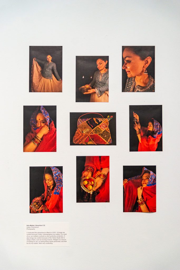 Nine photos of the photographer's Indian mother performing Hindu rituals