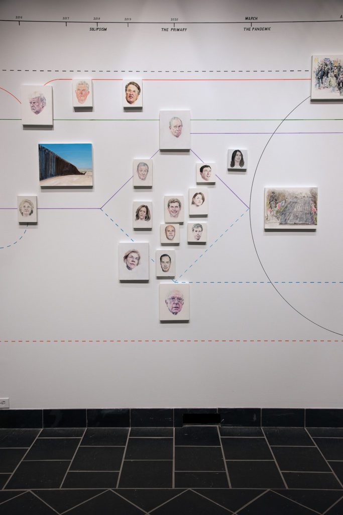 An diamond featuring portraits of all of the Democratic presidential nominees in 2016