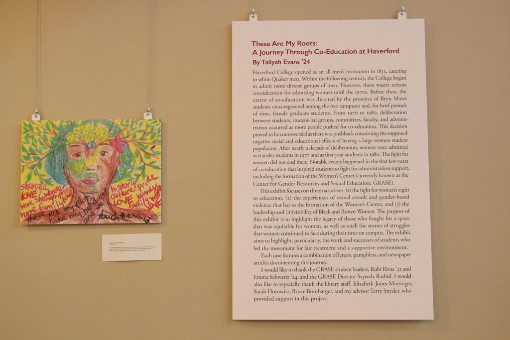 Picture of Taliyah Evans' introduction to the exhibit and an artwork.