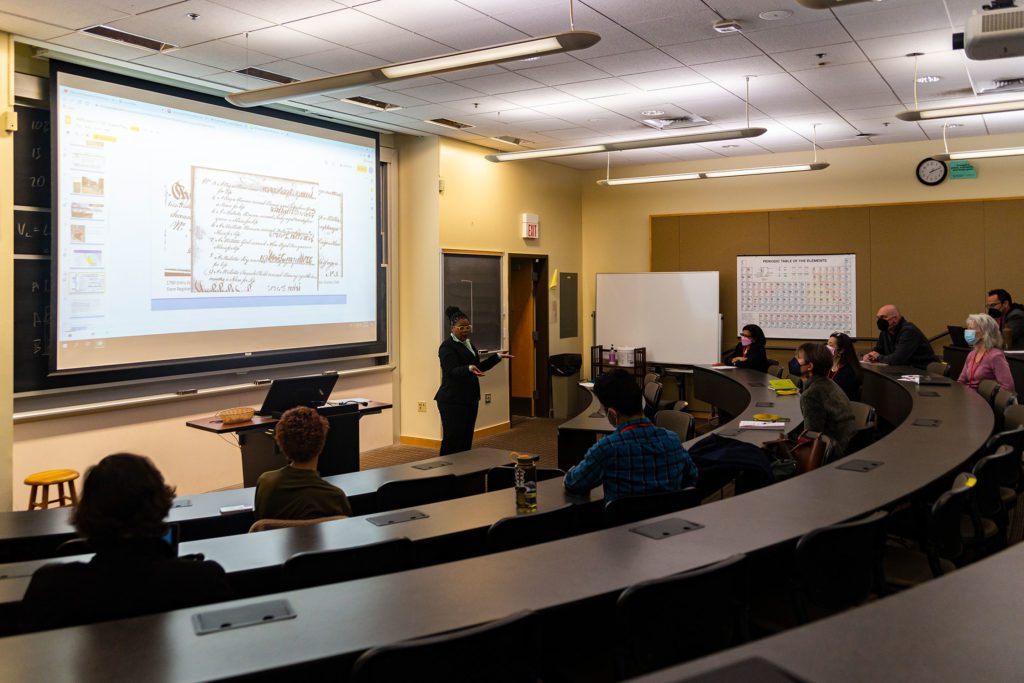 Attendees listen to Rev. Carolyn Cavaness during her presentation on Ardmore.