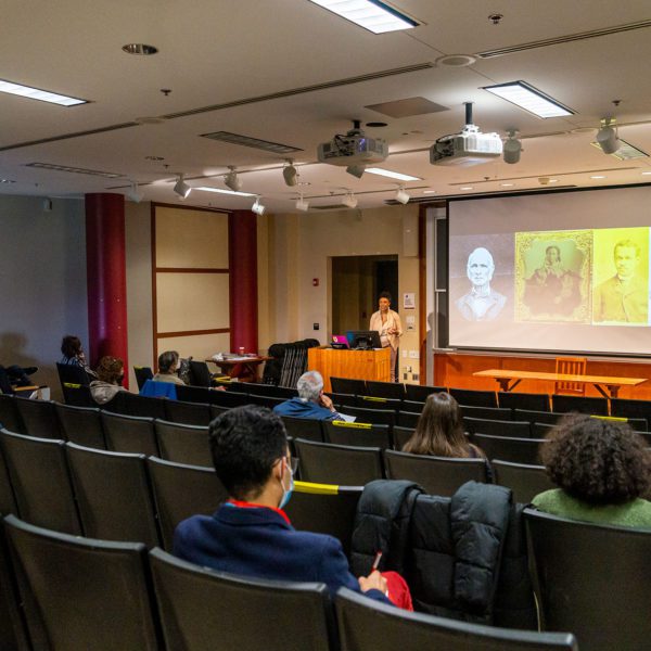 Dr. Kimberly Ashby presents her keynote address to conference attendees in Sharpless Auditorium.