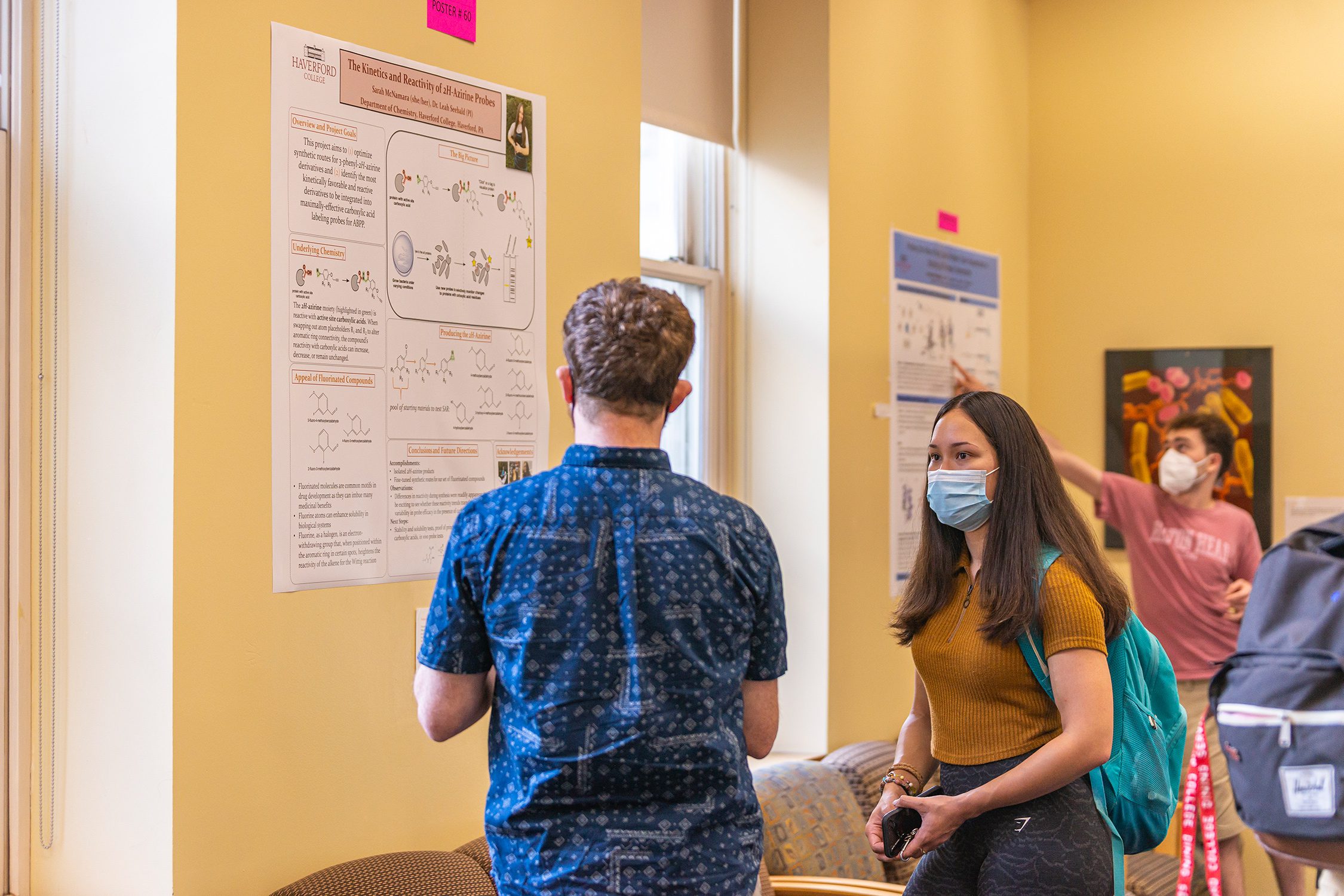 Sarah McNamara '24 presents her poster at the Undergraduate Science Research Symposium. Photo by Patrick Montero.
