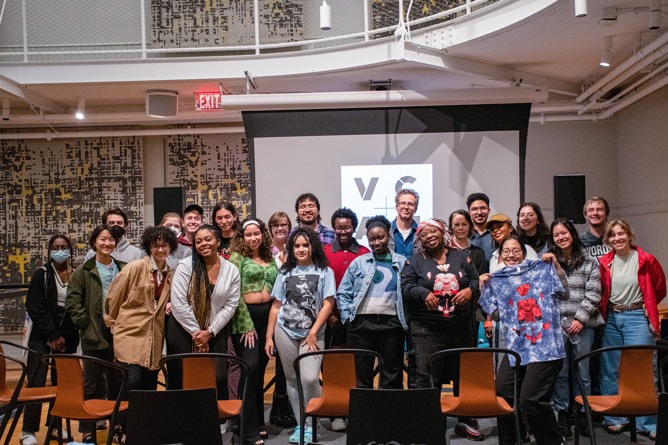 Members of the Haverford community in a group photo with BL Shirelle.