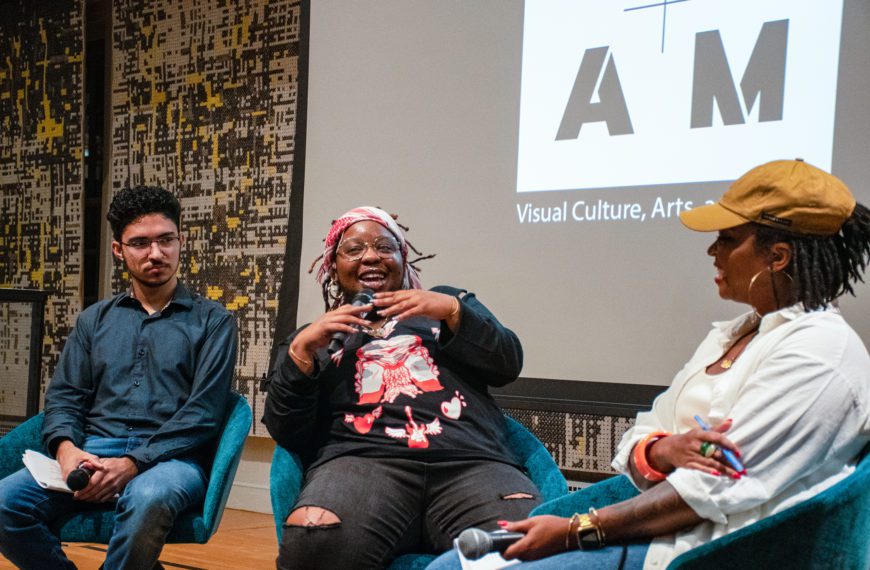 BL Shirelle sitting and talking with Naren Roy '23 and Stephanie D. Keene at the event.