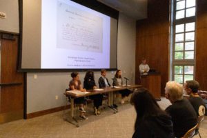 Student curators at the Biopower exhibition talk on September 30.