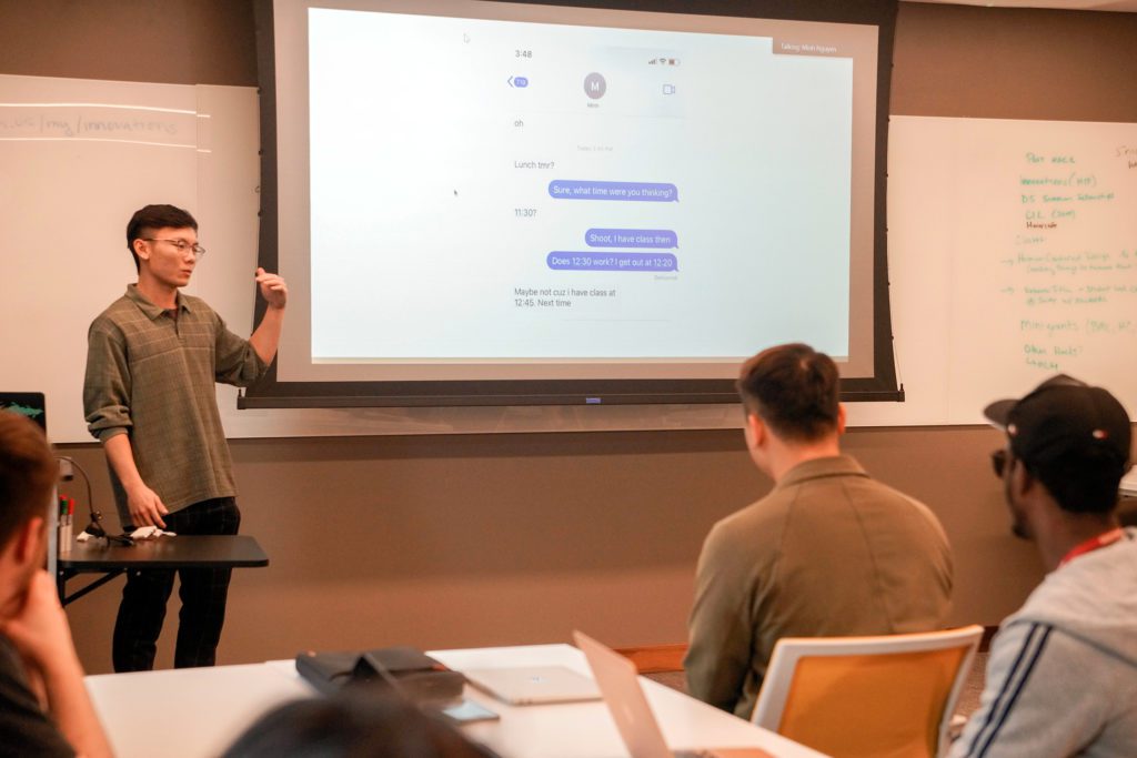 The team "Lunch Date" presents their project. Photo by Anna Braun '26.