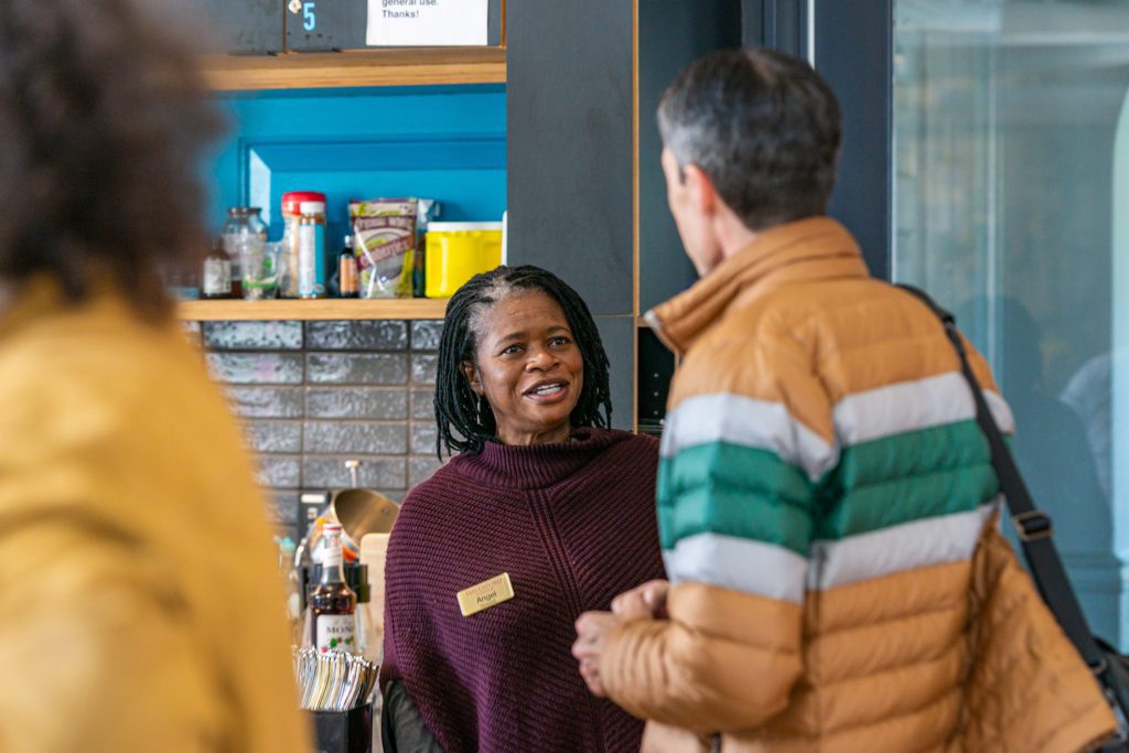 Angel talks to a parent in VCAM.