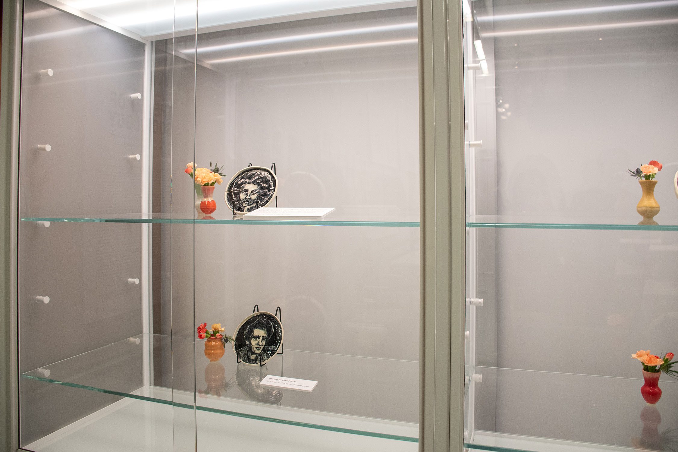 A few of Edna Creelman's ceramic plates. Photo by Jessica Korgen '24.