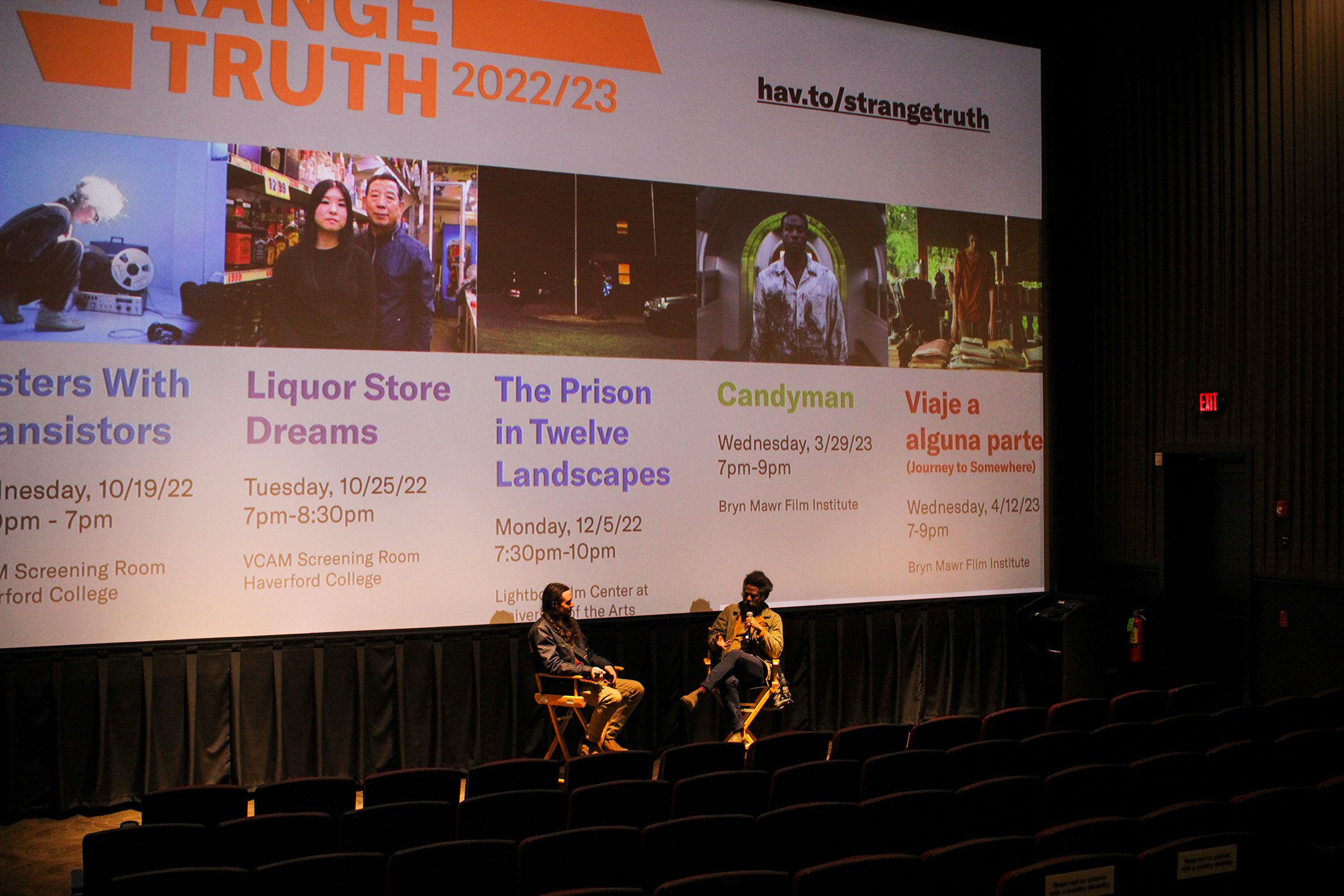 Composer Robert Aiki Aubery Lowe answers questions after viewing the film. Photo by Anna Braun '26.