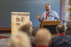 speaker at podium during Class of 1973 breakfast