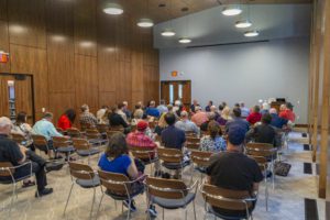 the audience for the what's Next panel from the back of the room