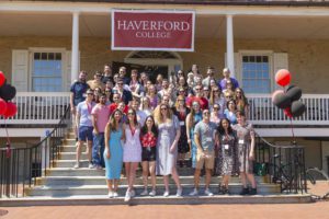 Class of 2013 posing on Founder's porch