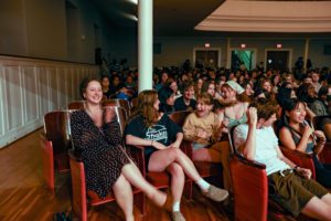 Students in the audience at hypnotist show__photo by Paola Nogueras