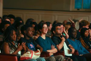 Students in audience at hypnotist show_photo by Paola Nogueras