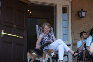 President Wendy Raymond and her dog Peanut posing for portraits_photo by Paola Nogueras